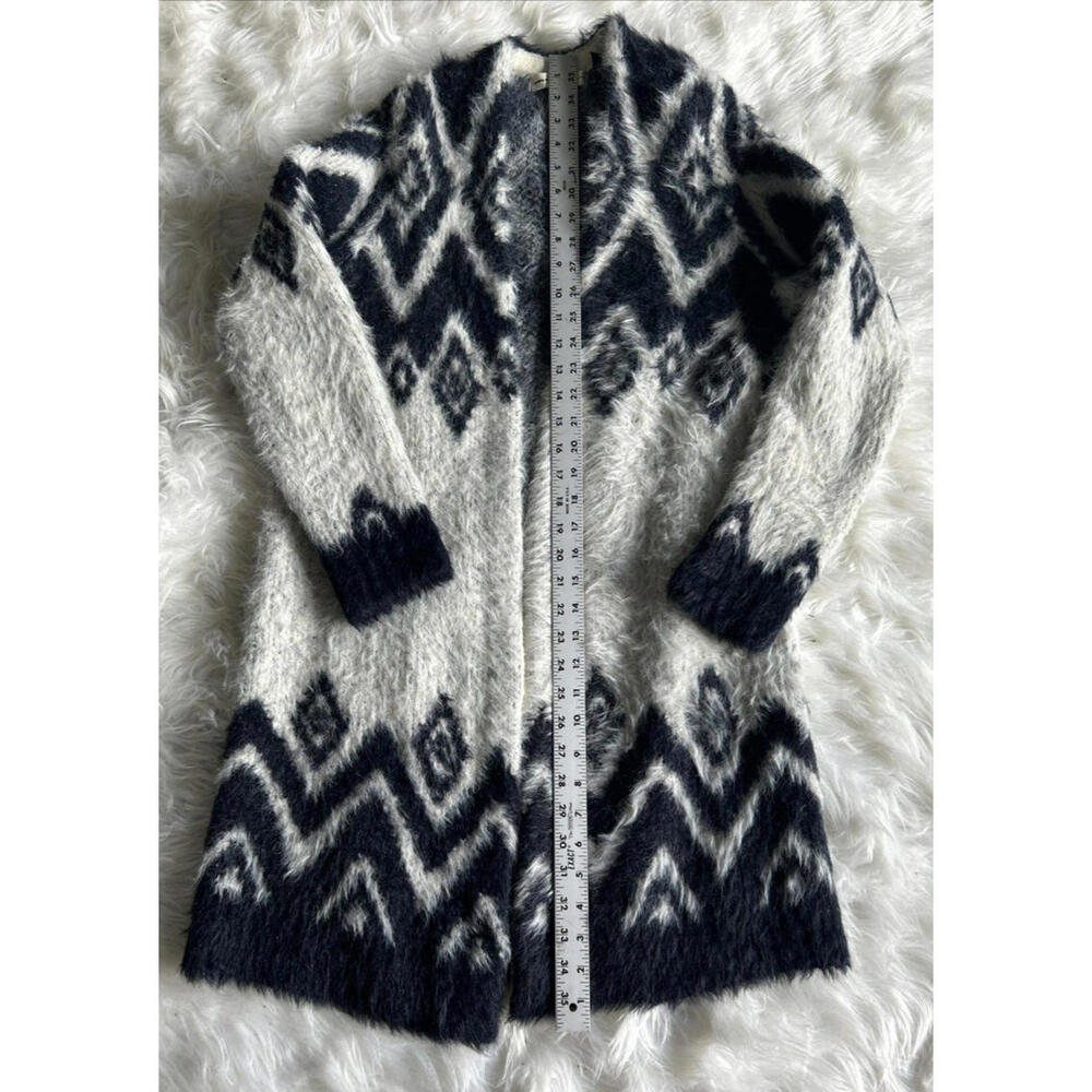 SLEEPING ON SNOW Anthropologie S Cardigan Black Ivory Alpaca Blend Cabincore - Picture 5 of 11